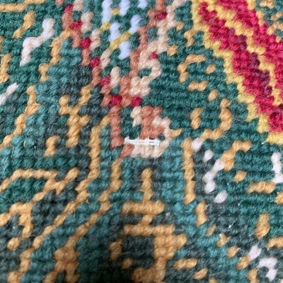 Vintage Handmade Christmas Angel Needlepoint Counted Cross Stitch Throw Pillow - Picture 3 of 6